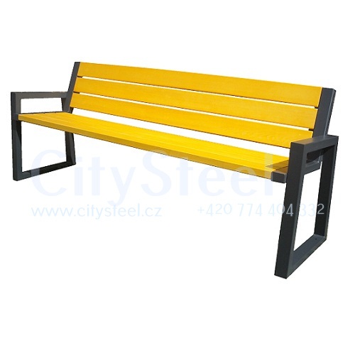 Parková nebo zahradní venkovní lavička CITYHALL s opěrkou ( Kovová konstrukce barva RAL 7016 (antracitová)+ latí dřeva barva Pinie)